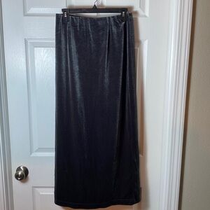 Vintage Willie Smith Stretch Velour Long Skirt Green Medium Elastic Waistband